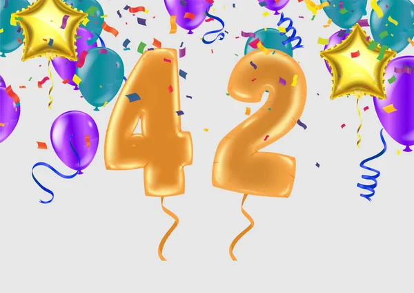Carte Vœux Pour Quarante Deux Ans Joyeux Anniversaire Numéro Dans — Image vectorielle