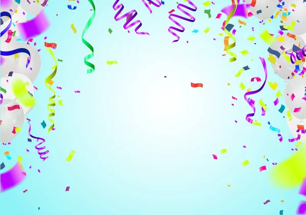 風船紫色のリボンと新しい誕生日のお祝い — ストックベクタ