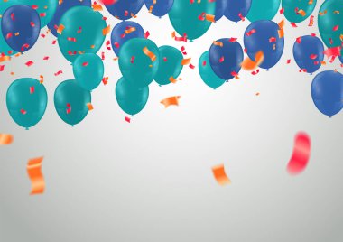 Balonların doğum günü. Mutlu yıldönümü kutlamaları. Lüks parti. Parlak yeşil koyu mavi.