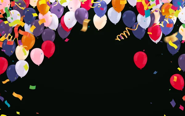 背景上有各种颜色的气球的孩子聚会 — 图库矢量图片