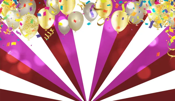Kids Party Balloons Gold Silver Background — Stok Vektör