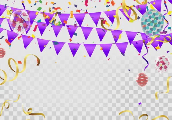 New Birthday Celebration Balloon Dark Blue Ribbon — Stock vektor