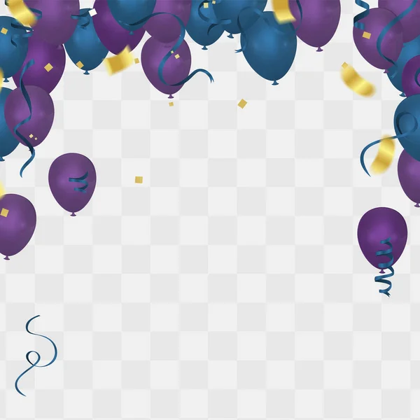 Balloons Purple Blue Needle Color Birthday Anniversary Background Vector Illustration — Stock Vector