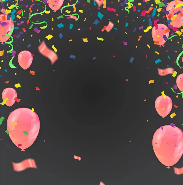Kids Party Balloons Pink Background — ストックベクタ