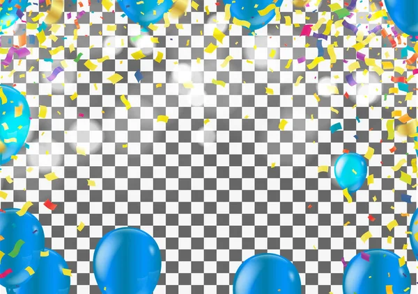 Balloons Birthday Happy Congratulation Celebrating Anniversary Luxury Party Shiny Blue — Stock Vector