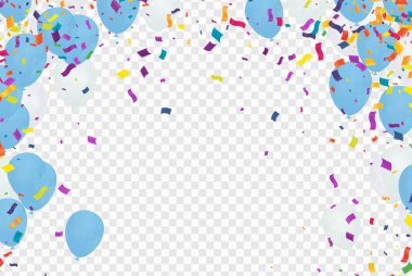 Arka planda mavi balonlar olan çocuklar partisi