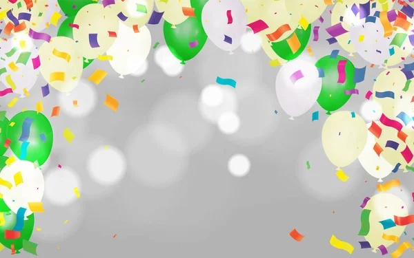 Kids Party Balloons Green Green Background — Stockový vektor