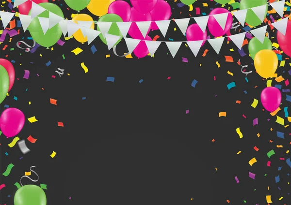 Balloons Birthday Happy Congratulation Celebrating Anniversary Luxury Party Shiny Variety — Archivo Imágenes Vectoriales