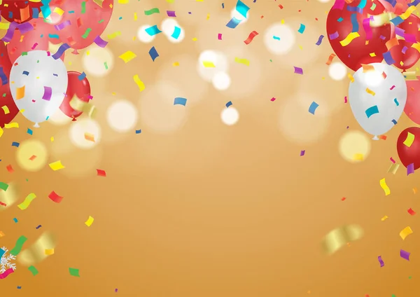Kids Party Balloons White Red Background — 图库矢量图片