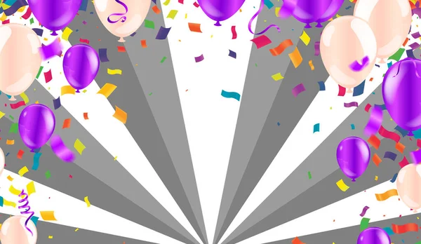 Kids Party Balloons Purple Pink Background — Vetor de Stock