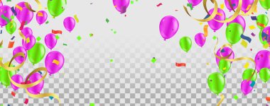 Mor yeşil balon ve kurdeleyle yeni doğum günü kutlaması