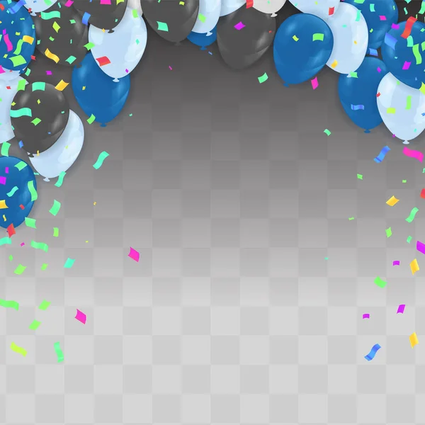 Kids Party Balloons Dark Blue White Background — Image vectorielle