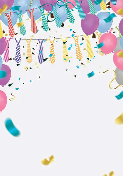 Balloons Variety Colors Vector Illustration Colored Confetti Garlands Streamers Background — Vetor de Stock