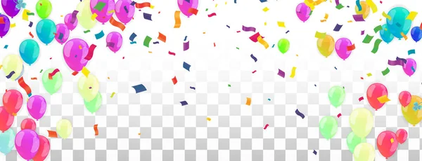 Balloons Abstract Background Variegated Confetti Party Vector Background Fun Streamer — 스톡 벡터