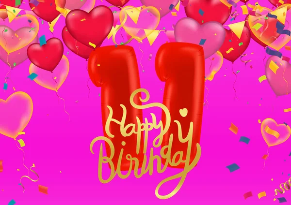 Happy Birthday Abstract Background Shining Colorful Balloons Party Presentation Sale — Image vectorielle