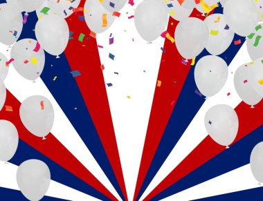 Altın Konfeti Düşüşü ve Parıldayan Parçacıkları ile Mutlu Yıllar, Renkli Uçan Balonlar Selamlama İçin Kusursuz Döngüsüz Döngü Animasyonu, Davetiye Kartı, Parti, Kutlama, Parlak Kurdele Posteri. Çok renkli Yıldönümü İllüstrasyonu.