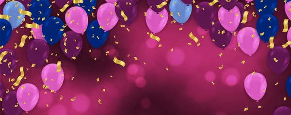 Balloons Abstract Background Variegated Confetti Party Vector Background Fun Streamer — ストックベクタ