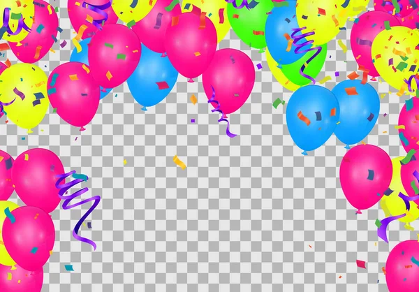 Grand Opening Ceremony Pink Balloon Yellow Confetti Retail Shopping Black — Image vectorielle