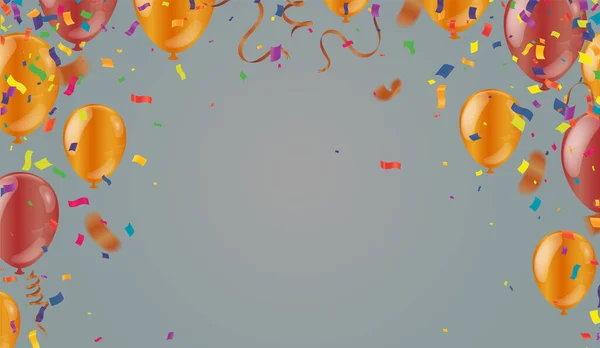 Grand Opening Ceremony Orange Balloon Gold Confetti Retail Shopping Black — Διανυσματικό Αρχείο