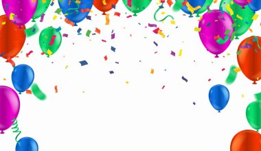 Büyük açılış töreni mavi balon, yeşil ve konfeti ile, Perakende, Alışveriş veya Kara Cuma tanıtımı için