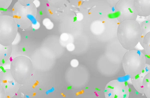 Balloons Abstract Background Variegated Confetti Party Vector Background Fun Streamer — Διανυσματικό Αρχείο
