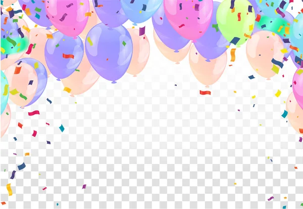 Große Eröffnungszeremonie Mit Luftballon Und Konfetti Verschiedenen Farben Für Einzelhandel — Stockvektor