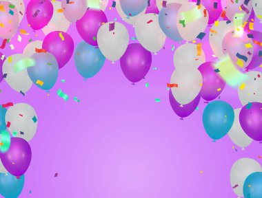 Beyaz balon, mor ve konfeti ile büyük açılış töreni, Perakende, Alışveriş veya Kara Cuma tanıtımı için