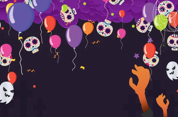 Happy Halloween Banner Oder Party Einladung Hintergrund Mit Nacht Vector — Stockvektor