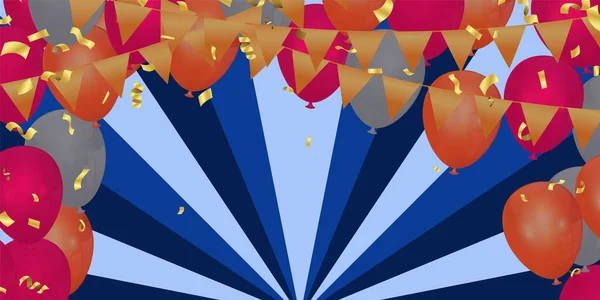 Grande Cerimônia Abertura Com Balão Laranja Vermelho Confete Para Varejo — Vetor de Stock