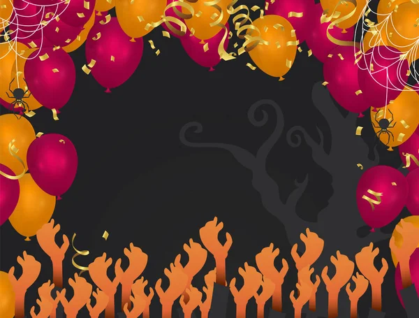 Happy Halloween Banner Oder Party Einladung Hintergrund Mit Nacht Vector — Stockvektor