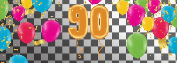 Ευχετήρια Κάρτα Happy Birthday Number Fun Art Style Balloons Party — Διανυσματικό Αρχείο