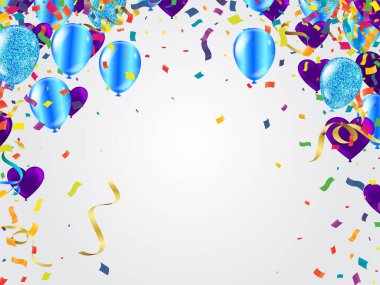 Parti, tatil, doğum günü, terfi kartı, poster için gerçekçi balon geçmişi. Vektör İllüstrasyonu