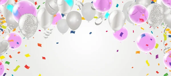 Fond Ballon Réaliste Pour Fête Vacances Anniversaire Carte Promotion Affiche — Image vectorielle