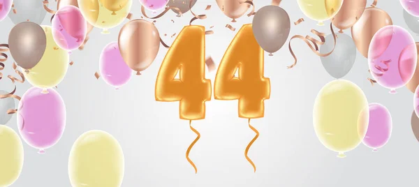 Přání Happy Birthday Number Fun Art Style Balloons Party Confetti — Stockový vektor