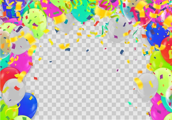 Fondo Realista Del Globo Para Fiesta Día Fiesta Cumpleaños Tarjeta — Vector de stock