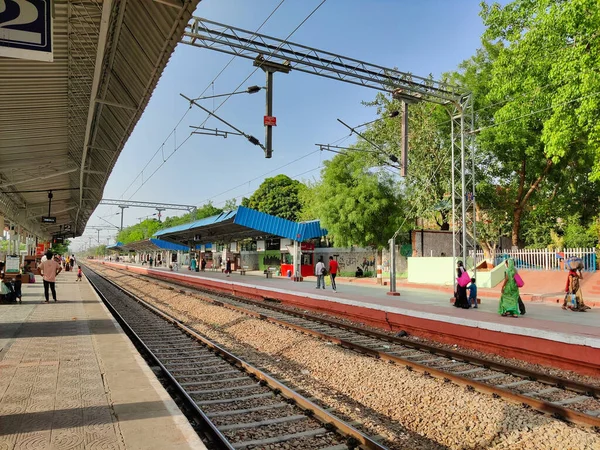 Jaipur India Circa 2022 Picture Railway Track Shot Railway Station — ストック写真