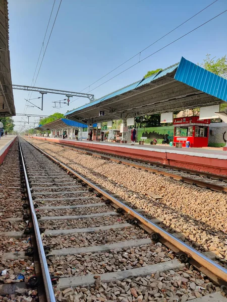 Jaipur India Circa 2022 Picture Railway Track Shot Railway Station —  Fotos de Stock