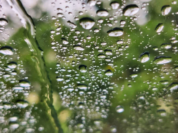 Картина Крапель Води Скляній Стрічці Дощовий День — стокове фото
