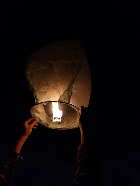 Jaipur India Circa 2022 Picture Sky Lantern Shot Night Black — Fotografia de Stock