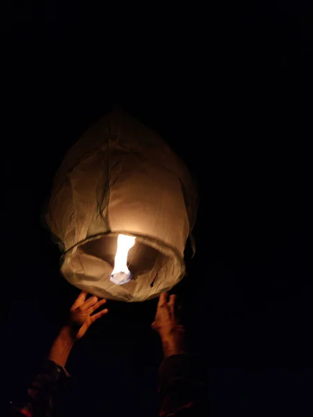 Jaipur India Circa 2022 Picture Sky Lantern Shot Night Black — Fotografia de Stock