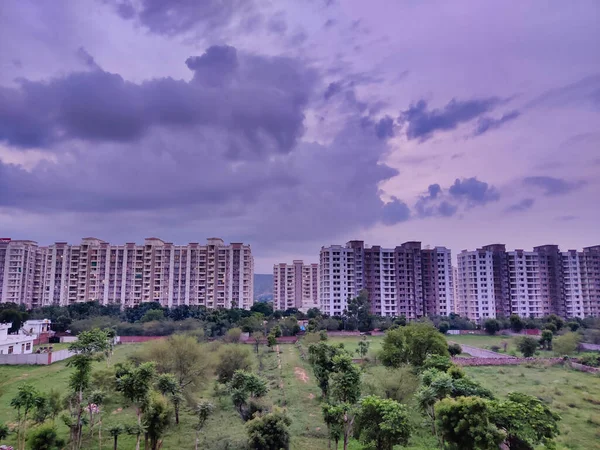 Jaipur India Circa 2021 Imagen Paisaje Urbano Con Árboles Edificios —  Fotos de Stock