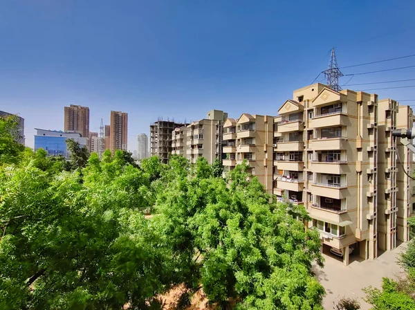 Gurugram Indien Circa 2022 Bild Von Bäumen Und Gebäuden Aufgenommen — Stockfoto