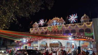Jaipur, India Circa 2022: Footage of Moti Doongri temple. Ganesh Chaturthi decoration celebration. Lord Ganesha