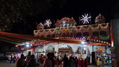 Jaipur, India Circa 2022: Footage of Moti Doongri temple. Ganesh Chaturthi decoration celebration. Lord Ganesha