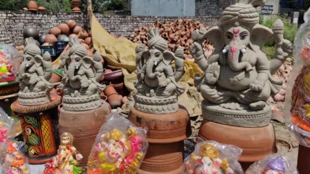 Jaipur India Circa 2022 Footage Sculpture Lord Ganesha Outdoors Daylight — Stok video