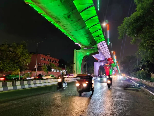 Jaipur India Circa 2022 Imagen Sobrevuelo Iluminado Azafrán Blanco Verde —  Fotos de Stock