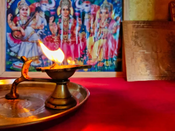 Bild Diya Lampan Diwali Firandet Oljelampa Tillverkad Lera Eller Lera — Stockfoto