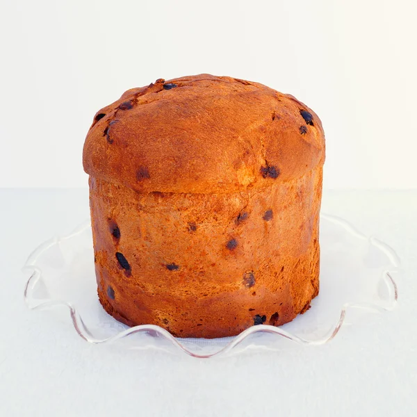 Christmas italian fruit-cake panettone. — Stock Photo, Image