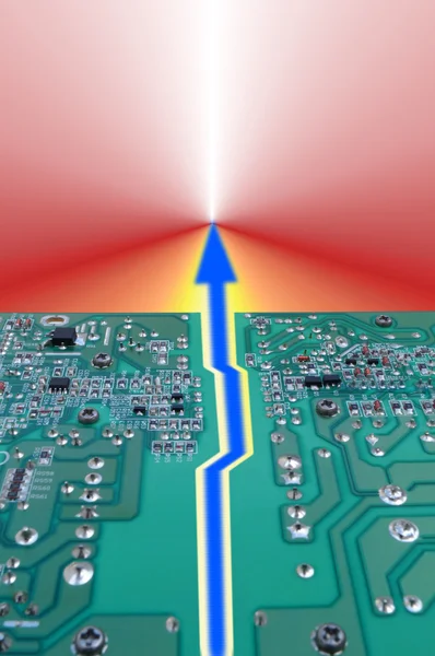 Circuit board divided in two parts. — Stock Photo, Image