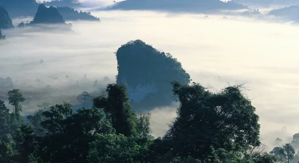 Sommet de la montagne dans la brume — Photo